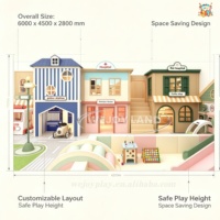 En gros, Série de jeux de rôle en bois pour enfants : Équipement de terrain de jeu intérieur, maisonnette et maison de jeu de rôle, thème Ville et Towne, pour aire de jeux intérieure