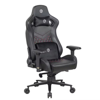Chaise de jeu ergonomique en cuir avec accoudoirs 4D, vérin à gaz classe 4, base en aluminium de 350 mm, mécanisme grenouille et inclinaison à 155 degrés