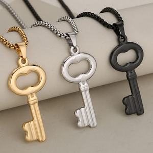 Collar con Colgante de Oro que No se Deslustra, con Cadena de Acero Inoxidable Fino de 18k, Collar de Moda con Llave para Mujer y Hombre - Product Image 2