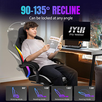 Anji Oem Racing Style Rgb LED Tissu Respirant Home Office Chaise de Bureau avec Repose-Pieds (Noir) Chaise de Jeu 1 Pièce Livraison Gratuite