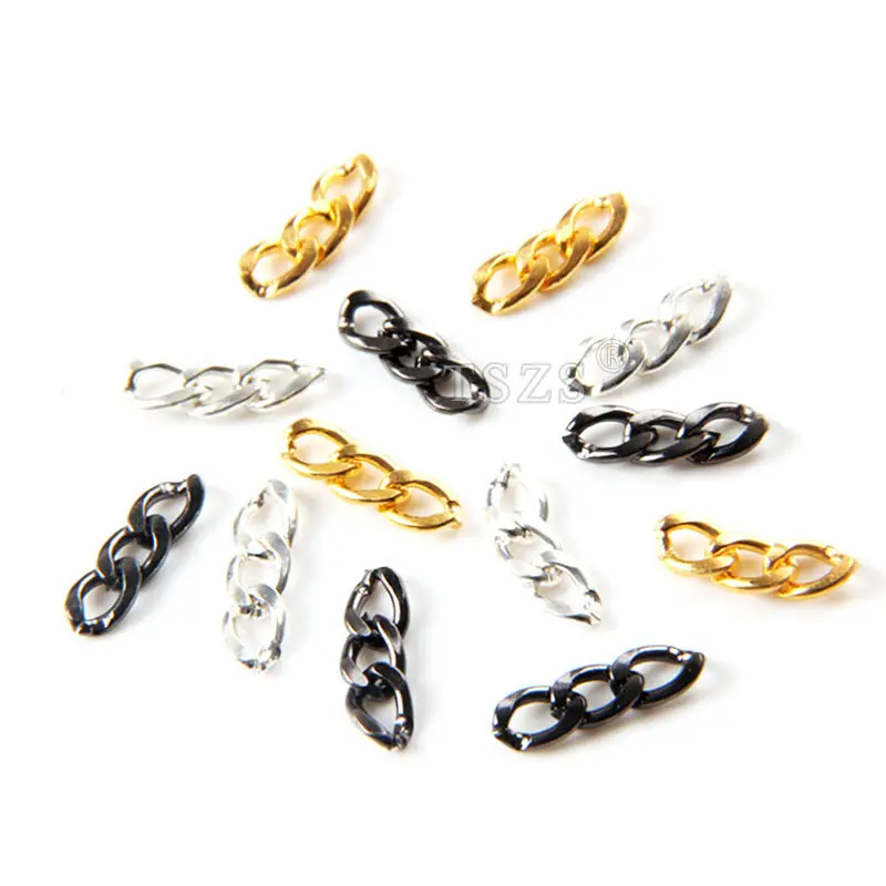 TSZS Japanese Style10 pcs/bag Nail Art Simple Latch Chain Gold Silver and Black Nail Accessories Art Decoration