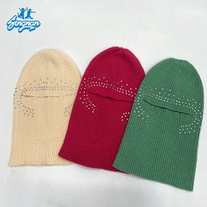 ピンクカラー冬の暖かいファッションニット3穴スキーマスク刺繍デザインカスタムニットバラクラバマン - Product Image 5