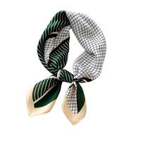 Foulard carré géométrique en polyester de 70 cm pour femme, printemps, automne, été, bandeau pour cheveux, cache-cou, multifonctionnel