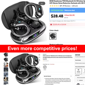 Auriculares Deportivos Intrauditivos BX30 TWS con Gancho para la Oreja, Certificación CE FCC BQB, Ultraligeros de 8.3g, para Viajes al Aire Libre, Conducción, Auriculares Inalámbricos <span class=keywords><strong>Bluetooth</strong></span> - Product Image 2