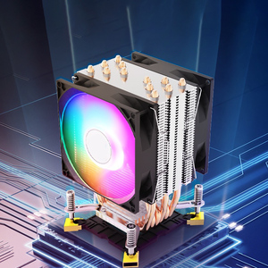 Đông quan tùy chỉnh 12V DC RGB 4 ống nhiệt <span class=keywords><strong>CPU</strong></span> Cooler 4pin <span class=keywords><strong>Fan</strong></span> cho PC trường hợp máy tính với nhôm đồng tản nhiệt trong màu đen - Product Image 1