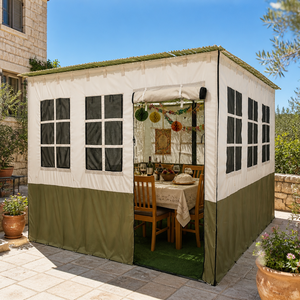 Sukkah carrée blanche 10x10 pieds pour festival juif, rassemblement familial, cour, jardin, cadre en acier casher, Oxford imperméable - Product Image 1