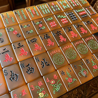 Jeu de Mahjong de Luxe de Haute Qualité en Acrylique Effet Écaille de Tortue, Style Américain, 160 Tuiles de Mahjong Personnalisées Imprimées en Couleur pour le Poker
