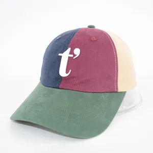 Оптовая продажа, 6-панельная винтажная двухцветная вышивка с логотипом ПВХ, спортивная бейсболка с регулируемой лентой, бейсболка