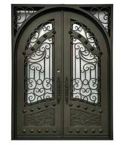 Portes d'entrée doubles de luxe en fer forgé nouveau design - Product Image 2