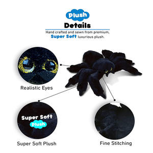 Poupée Araignée Luxueuse à Huit Jambes, Yeux Vifs, Cadeau Effrayant de 8 Pouces, Animal en Peluche, Noir, Réaliste, Fabriqué à la Main - Product Image 2