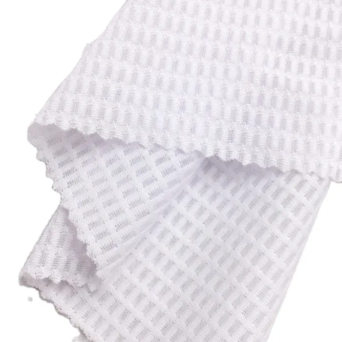 Tecido de jacquard de malha quadrada 120gsm, tecido fino de secagem rápida para absorver o suor, impressão de subolmação, blusa de ciclismo 100% poliéster