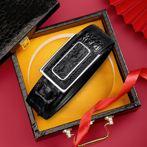 Cintura da <span class=keywords><strong>Uomo</strong></span> di Alta Gamma in Pelle di Coccodrillo con Fibbia in Acciaio, Versatile Cintura Elegante per <span class=keywords><strong>Uomo</strong></span> - Product Image 3