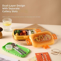 Boîte à lunch en forme de hamburger, très vendue, de qualité alimentaire, scellée, portable, boîte bento pour étudiants, pour les repas à l'école ou en plein air