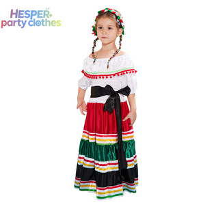 HESPER Costume de Danse Traditionnel pour Enfants, Blouse et Jupe de Senorita, Costume d'Halloween Pas Cher pour Filles, Robe Mexicaine pour Enfants - Product Image 3