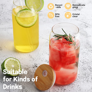 Botella de Vidrio de Grado Alimenticio con Tapa y Pajita para Café Helado, Bebidas de Verano, Regalo, Vaso de Coca Cola, Etiqueta con Logotipo Personalizado y Caja de Empaque - Product Image 2