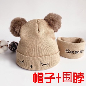 <span class=keywords><strong>Bonnet</strong></span> à <span class=keywords><strong>pompon</strong></span> chaud pour bébé garçon et fille, <span class=keywords><strong>bonnet</strong></span> tricoté pour nouveau-né mignon avec broderie de dessins animés, ensemble de chapeaux et d'écharpes - Product Image 5