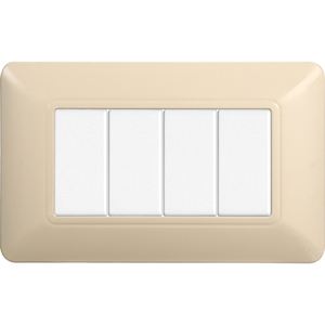 Placa de interruptor de pared Gloca, 4 vías, plástico, diseño minimalista, fácil instalación, paquete de 3, color arena - Product Image 4