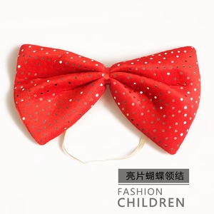 Glittery Sequined <b>Bow</b> Ties <b>Red</b> Yellow Unisex Stage Performance Wear Polyester Holiday Accessories - Product Image 4