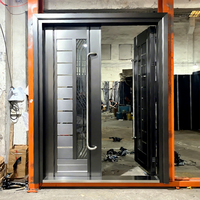 Portes d'entrée à double couche, portes de sécurité extérieures en acier inoxydable pour la maison, entrée extérieure