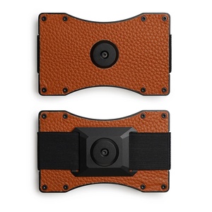 Boshiho Customized Slim Aluminum Genuine Leather Spinning Top <b>RFID</b> <b>Blocking</b> Fashion Men's Business Card <b>Wallet</b> Factory-Direct - Product Image 4