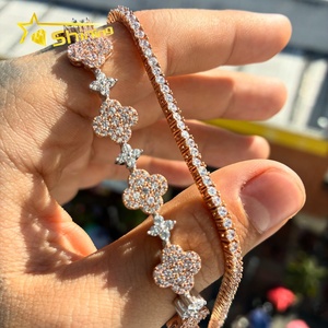 Bracciale Tennis Trendy da <span class=keywords><strong>Uomo</strong></span> in Argento <span class=keywords><strong>925</strong></span> con Moissanite Brillante, Placcato Oro Rosa, Stile Hip Hop con Diamanti a Quadrifoglio - Product Image 6