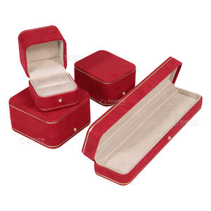 Boîte à bijoux en microfibre synthétique de qualité supérieure, coins arrondis sophistiqués, bordure dorée, couleurs personnalisées, logo pour marque de luxe - Product Image 2