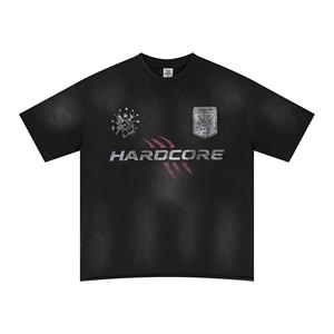 Camiseta de Hombre de Algodón de 285g, Tejido de Punto, Corte Holgado, Manga Corta, con Lavado Spray Monkey, Gráfico Vintage Desgastado, Estilo Urbano - Product Image 1