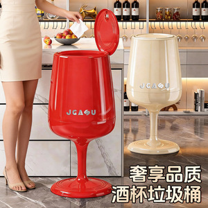 JGASU Wine Glass Trash Can Monet White Indoor Waste Bin - Product Image 5