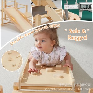 Estructura de Escalada Infantil de Madera Maciza, Multifuncional, con Tobogán, Equipo de Entrenamiento de Integración Sensorial para Jardín de Niños - Product Image 1