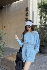 Z39 Nuovo Set Sportivo Casual Primaverile ed Estivo per Donne: Felpa con Cappuccio Versatile <span class=keywords><strong>e</strong></span> Pantaloncini con Elastico in Vita - Product Image 6