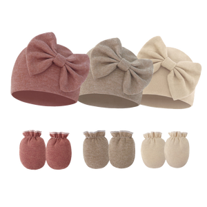 <span class=keywords><strong>Gorro</strong></span> de bebé de 0 a 6 años, conjunto de punto de algodón para recién <span class=keywords><strong>nacido</strong></span> con <span class=keywords><strong>gorro</strong></span>, mitones, lazo liso, conjunto de gorros para niños pequeños - Product Image 2
