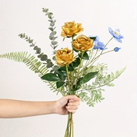 YOPIN-5234 Großhandel künstliche goldene silberne Rose Blumen für Hochzeits feier Dekoration