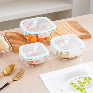 食品保存容器<span class=keywords><strong>500ml</strong></span> 1000mlスクエアガラスセット冷蔵庫と冷凍庫BPAフリー漏れ止め蓋付き - Product Image 4