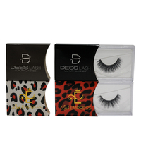 Boîtes à cils à manches courtes avec logo personnalisé, design léopard unique, emballage de cils en papier recyclable, laminage brillant, taille personnalisable