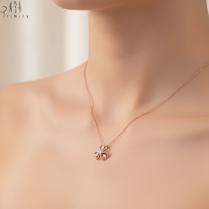 High Quality Wholesale Shiny Exquisite Flower Shape <b>Necklace</b> Jewelry 18K Solid Rose Gold Real Natural Diamond Pendant <b>Necklace</b> - Product Image 1