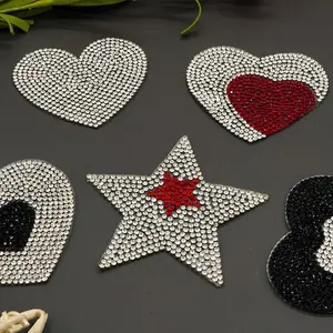 Wholesale heart design handmade resin stone beaded rhinestone patch bling