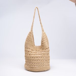 Nuova Borsa a Secchiello Rotonda Intrecciata a Mano con Tracolla - Borsa Tote da <span class=keywords><strong>Donna</strong></span> per Vacanze e Spiaggia - Product Image 1