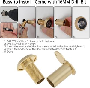 Rắn brass 220 độ <span class=keywords><strong>Door</strong></span> <span class=keywords><strong>Viewer</strong></span> lổ nhìn trộm cho 1-3/8 in. Để 2-3/8 in. Cửa ra vào - Product Image 6