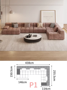 Maxky ánh sáng sofa sang trọng ý Thiết kế phòng khách lớn hiện đại da cao cấp mô-đun pháp tối giản sofa - Product Image 5