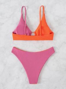 2025 nouveau <span class=keywords><strong>bikini</strong></span> dos nu assorti aux couleurs transfrontalières 2 ensemble motif solide maillot de bain écologique commerce extérieur transfrontalier - Product Image 5