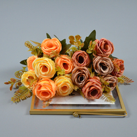 Fleurs Artificielles de Tianjin Usine en Gros Décoration de Mariage Bouquet de Roses Artificielles en Soie Fleur de Rose en Soie Fleurie