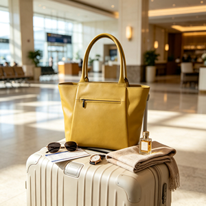 Soft Mustard Yellow Faux Leather Tote <b>Bag</b> <b>Large</b> Capacity Front <b>Zip</b> Pocket Top Handle Women Office <b>Shoulder</b> Handbag - Product Image 6
