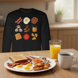 T-shirt à manches longues Full English Breakfast, design graphique alimentaire, taille adulte unisexe - Product Image 3