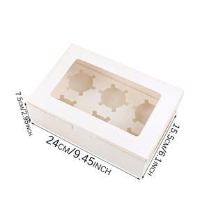 Boîte de transport pour 6 cupcakes avec fenêtre transparente, emballage en papier pour pâtisseries, avec insert pour pâtisseries, biscuits, desserts de fête - Product Image 2