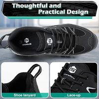 Chaussures de sécurité à embout d'acier S1P ESD, baskets de travail confortables, légères, noires, taille EU 42, pour travaux de construction