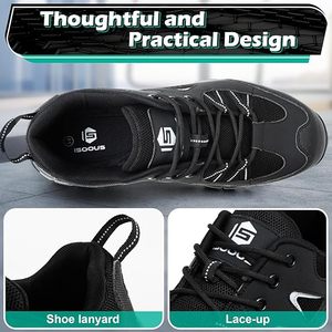 Chaussures de sécurité à embout d'acier S1P ESD, baskets de travail confortables, légères, noires, taille EU 42, pour travaux de construction - Product Image 2