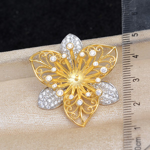 Colgante de Flor Grande de Plata 925, Accesorio para DIY, Color Perla, Producto Semiterminado, 11-12mm, JG5995, Colgante de Flor Hueca - Product Image 3