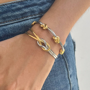 Knot Jewelry <b>Set</b> Stainless Steel Ring Earrings <b>Bracelet</b> Unisex Fashion Jewelry <b>Set</b> - Product Image 4