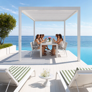 Pergola en aluminium, gazebo d'extérieur, imperméable, revêtement poudré, écologique, pour patio, cour, terrasse, <span class=keywords><strong>abri</strong></span> en métal - Product Image 2