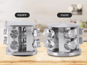 Support de rangement rotatif multifonctionnel en acier inoxydable pour 8 pots, idéal pour sel, herbes, épices et poivre - Vente en gros - Product Image 6